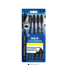 Oral B Cavity Defense Charcoal Extract Toothbrush Pack of 4 Assorted Colors New