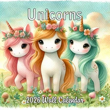 2026 Unicorns Monthly Wall Calendar | 12" x 24" | Kids Calendar 2025-2026