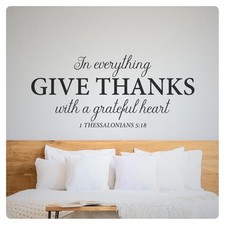 Give Thanks Bible Verse Religious Scripture Wall Decal Sticker Quote Decor