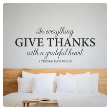 Give Thanks Bible Verse Religious Scripture Wall Decal Sticker Quote Decor