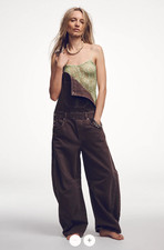 Freepeople We The Free Good Luck Barrel Overalls, Chocolate Mousse