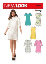 NEW LOOK 6145 MISSES' DRESS Sewing Pattern Shift dress Sizes 8 - 18  5 Styles