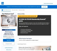 ✅ American Express AMEX Platinum Card Personal Referral Bonus Up to 200K Points