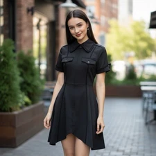 Atelier Boz Black Zip Dress Full Zip Punk Rave Goth Japanese Gothic Lolita Small