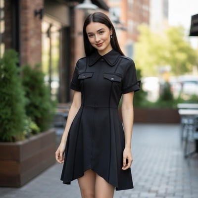 Atelier Boz Black Zip Dress Full Zip Punk Rave Goth Japanese Gothic Lolita Small