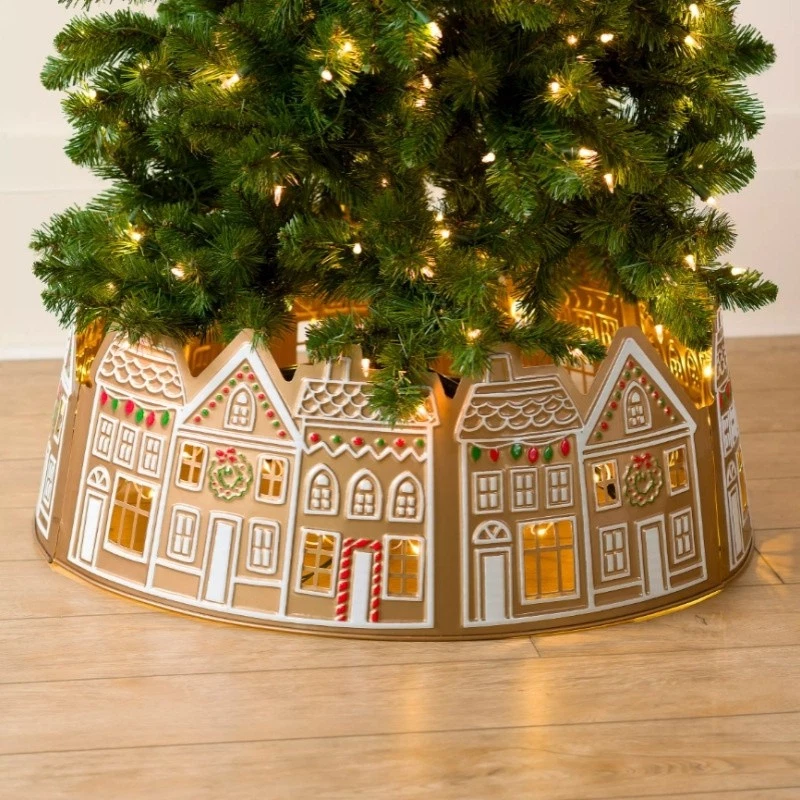 Tree Skirt Gingerbread House Christmas Tree Collar LED Christmas Tree Collar - Image 3 of 4