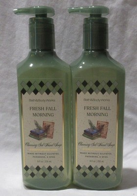 Bath & Body Works Cleansing Gel Hand Soap Lot Set of 2 FRESH FALL MORNING