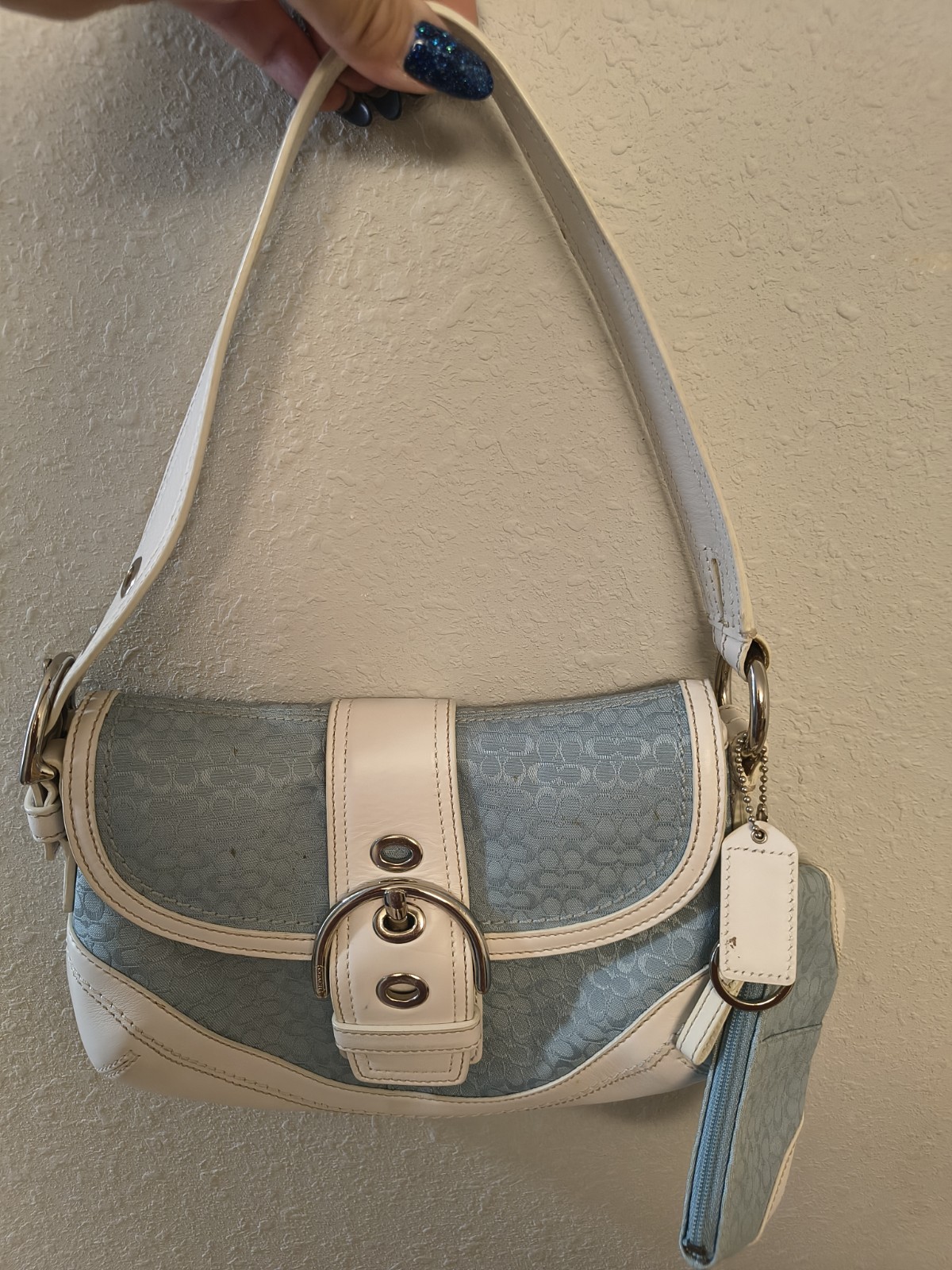 Coach Soho Mini Signature Flap Bag Y2K F10925  W/Coin Purse