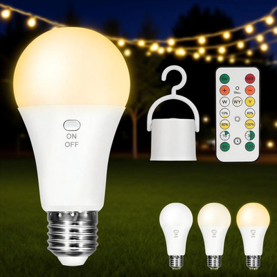 Kambo E27 LED Aufladbare Glühbirne, Wiederaufladbarer Akku Mit Fernbedienung, 7W