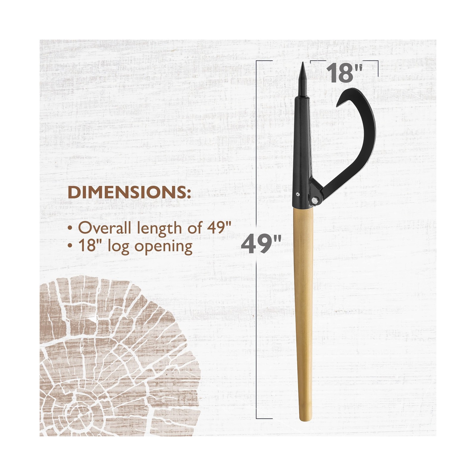 Log Peavey and Cant Hook Tool – 49-inch Wood Handle for Separating Stacked