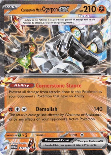 Cornerstone Mask Ogerpon ex Twilight Masquerade 112/167 Holo Pokemon TCG NM