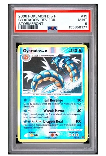2008 POKEMON DIAMOND & PEARL STORMFRONT #19 PSA 9 GYARADOS-REVERSE FOIL NEW CERT