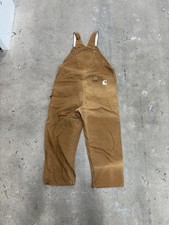 VINTAGE 70 s CARHARTT Double Knee Duck Canvas Bib Overalls RARE Logo READ
