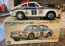 VINTAGE, ALPS B/O TIN PORSCHE CARRERA RALLY, RARE SMOKING VERSION FULLY WORKING