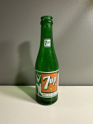 Vtg Bubbles Swimsuit Girl 7-Up Soda Bottle 7 Oz 1944 Detroit Michigan Duraglas