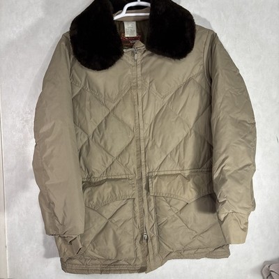 Vintage Walls Blizzard Pruf Puffer Jacket Large Beige ZipUp Faux Fur Collar USA