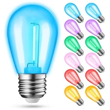 12-Pack Colored String Light Bulbs, Patio String Light Bulbs for Outdoor Indo...