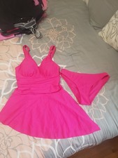 Women's 2-Piece Tankini Swimsuit Size Large Hot Pink Asymmetrical Top NWOT