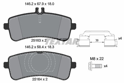 Textar 2516305 brake pad set, disc brake for Mercedes-Benz