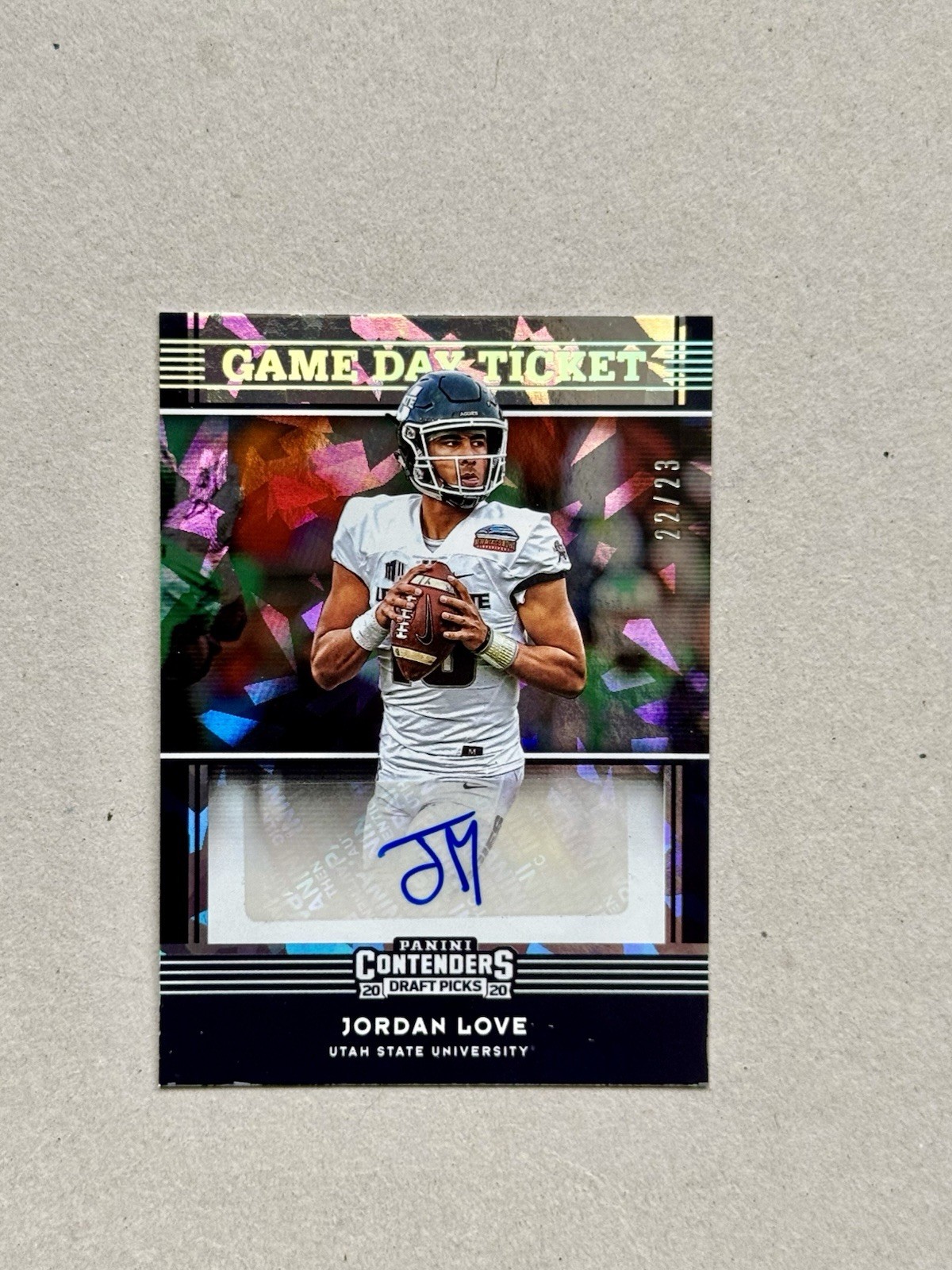 Jordan Love Panini Contenders Draft Picks Game Day Ticket Signatures #22 Cracked Ice