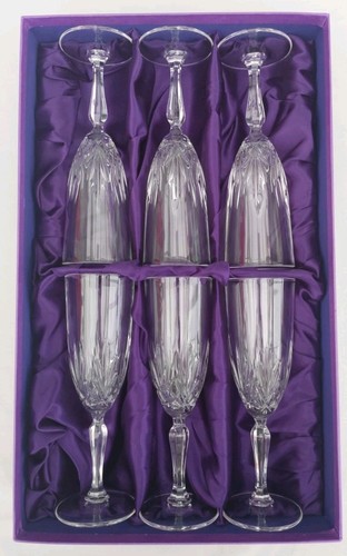 RCR SIENA Champagne Flutes Italian 24% Lead Crystal Set of 6 Flutes From Tuscany - Picture 2 of 14