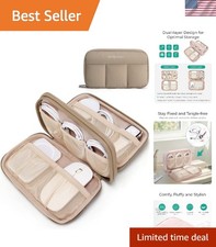 Compact Water-Resistant Travel Case for Gadgets - Khaki Electronics Organizer