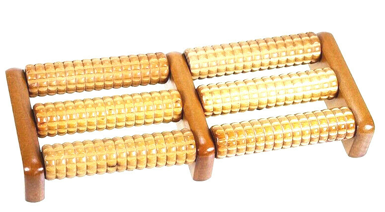 Fussmassageroller aus Holz Fußmassagegerät Fußmassage 2 x 3 Holzrollen