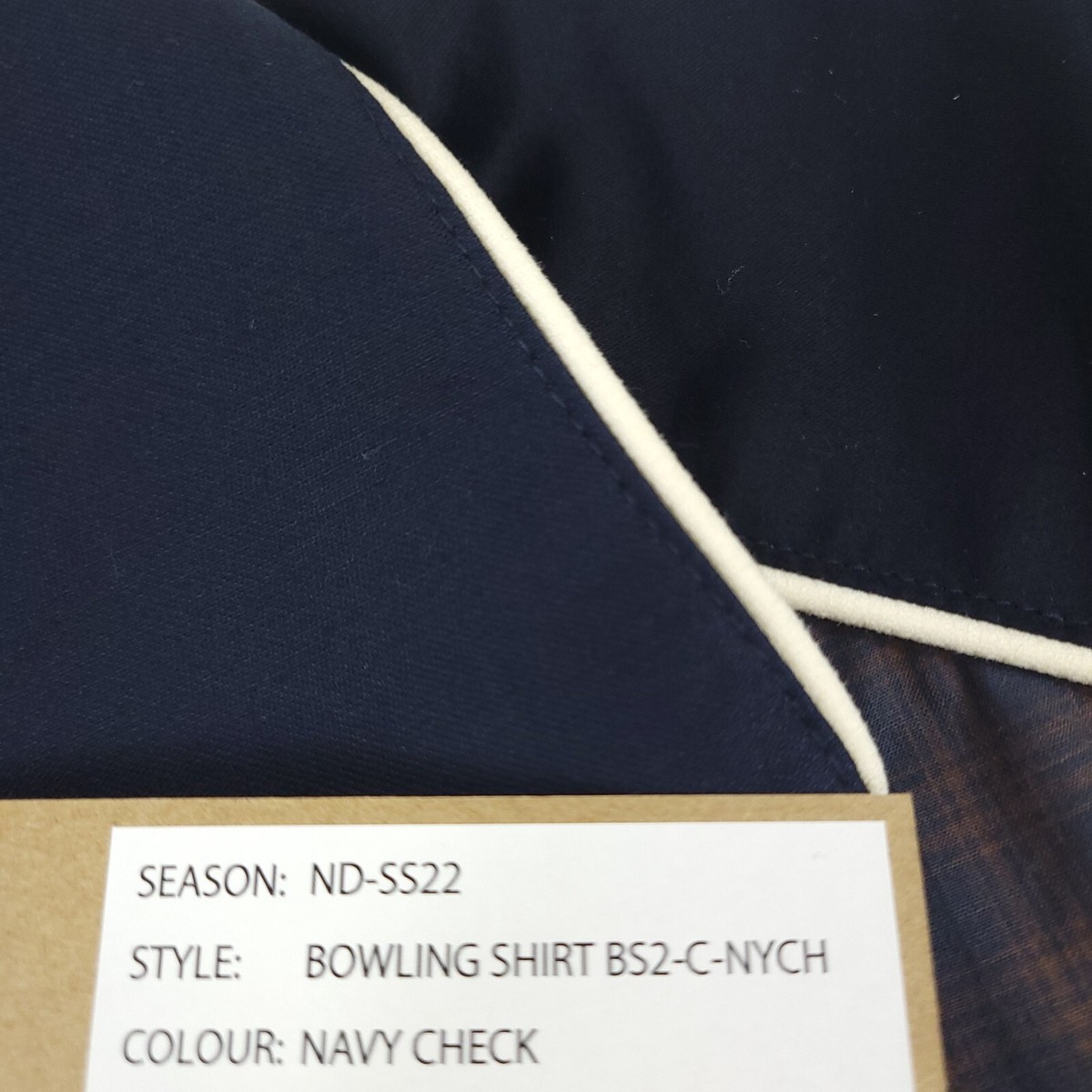$465 Nicholas Daley Navy Check V-Neck Bowling Shirt Made in Japan
