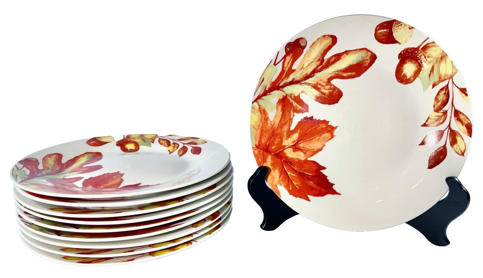 10 Royal Norfolk Fall Leaves & Acorns Thanksgiving Dinner Plates  