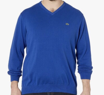 N Lacoste Long Sleeve Half Moon V-Neck Jersey Sweater VINTAGE sz L