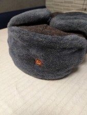 Vintage Soviet Army Ushanka Winter Hat Gray Faux Fur USSR Military Size 58 NEW