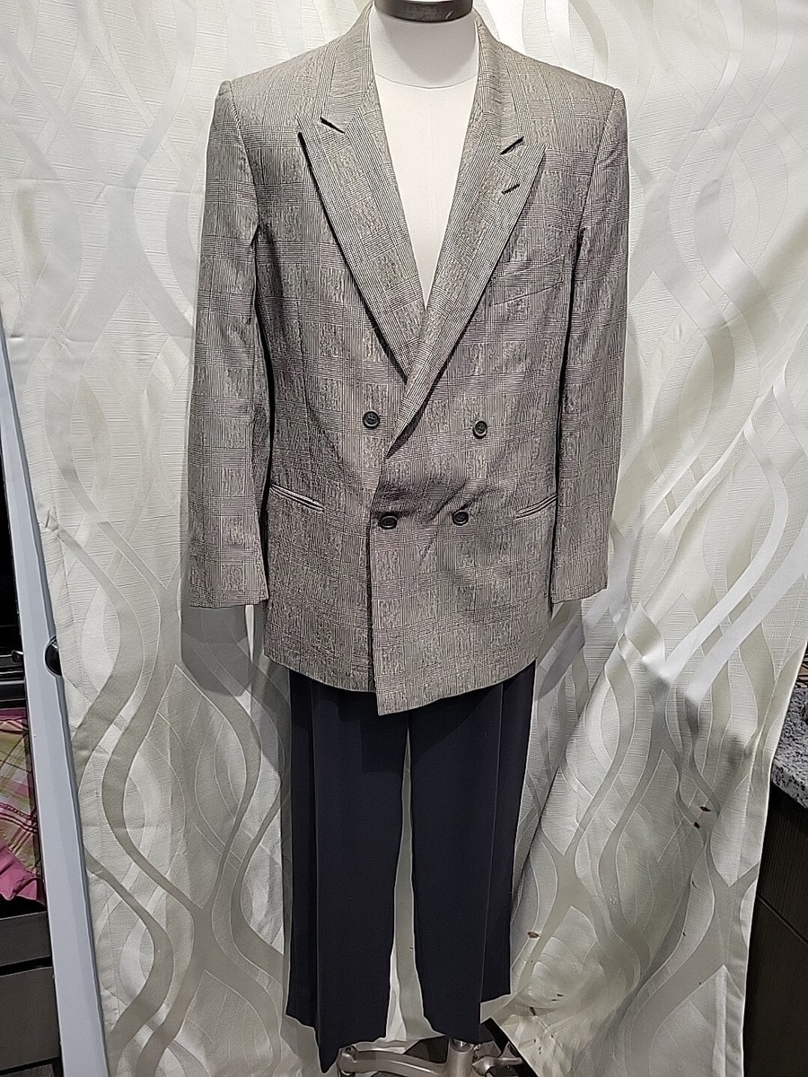 初期 80s GIORGIO ARMANI vintage ダブルスーツ 48 Giorgio Armani Mani Grey Vintage 80s Silk Blend Double Breasted