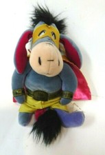 Disney Store Eeyore Bean Bag doll w/cape  mask 8.5" tall-Used