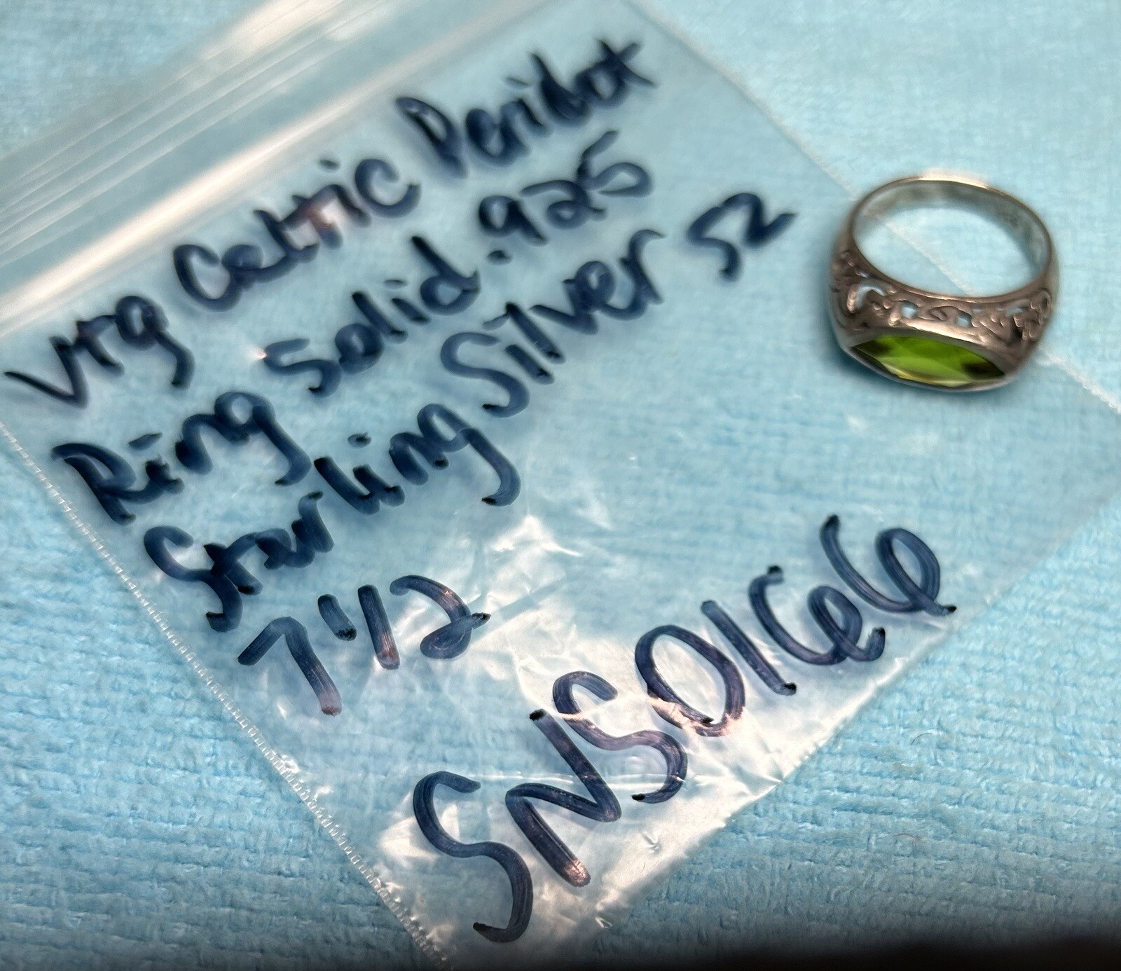 Vintage Celtic Peridot Ring solid .925 Sterling S… - image 10