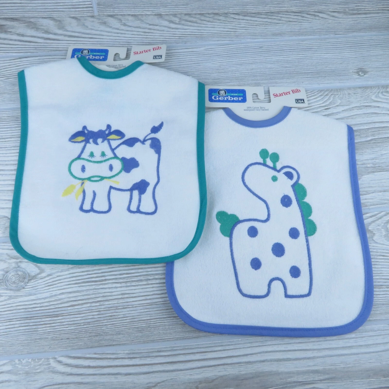 Gerber - Vintage Bibs - Embroidered Cow & Giraffe - Starter Bib - New Old Stock!
Opens in a new wind
