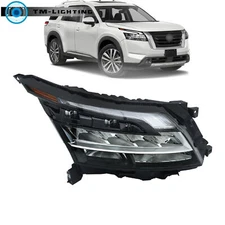 Headlight LED For 2022 2023 Nissan Pathfinder SL/SV/S RH Chrome Bezel Headlamp