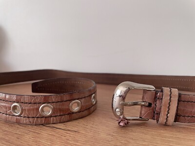 小物 MIU MIU Python Belt sz.80 Vintage Miu Miu Rose Buckle Croc Leather Snakeskin Women's