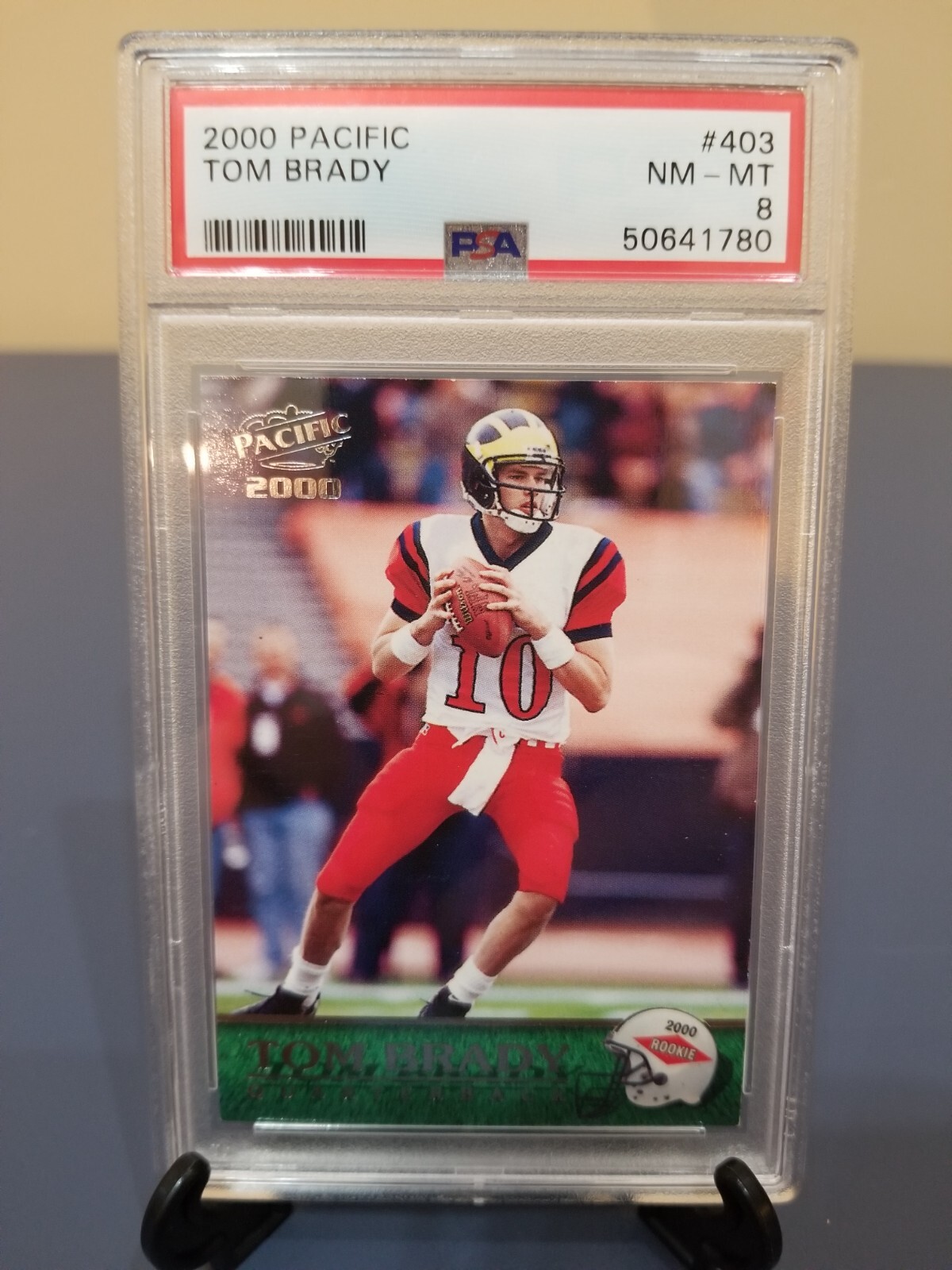 PSA 8 NM/MT 2000 Pacific TOM BRADY ROOKIE Football Card #403 Patriots RC