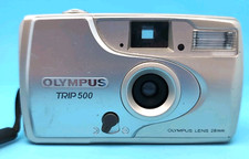 Olympus Trip 500 28mm Film Point and Shoot Camera Silver 35mm UNTESTED POWERS ON