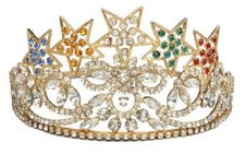 Freemason Masonic 5 STARS OES GOLD TONE Rhinestones O.E.S Adjustable CROWN