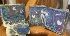 Handcrafted Swirl Soap Bar Blue, Violet, Green. Aqua