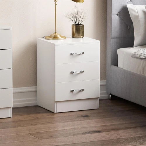 SALE Bedside Cabinet 3 Drawer Chest Table Nightstand Bedroom Storage Unit White deal from eBay