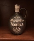 Rare Hussong Silver Tequila Round Bottle Clay Vase Jug Bar Home Decor — photo 1