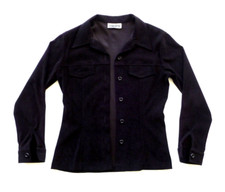 Vintage Women's M Shirt Shacket Button Front Soft Black Retro 90s Velveteen