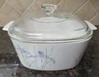 Vtg Corning Ware 3 Liter Baking Casserole Dish SHADOW IRIS + Pyrex Lid A-9-C