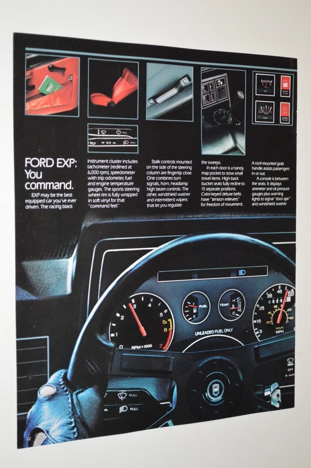 Ford Exp 1982 interior original vintage cartel de concesionario anuncio impreso 82 Foto 2 de 2