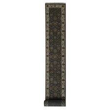 2'6" x 20' Gray Rajasthan Design Wool and Silk Hand Knotted XL Runner Rug R87619