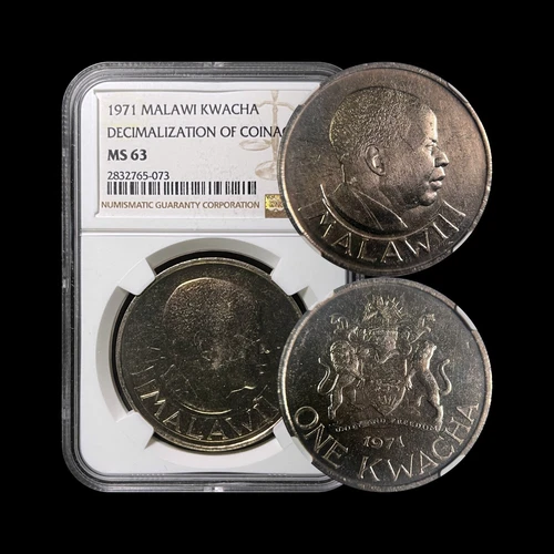 MALAWI. 1971, 1 Kwacha - NGC MS63 - Banda, Decimal Currency Introduction