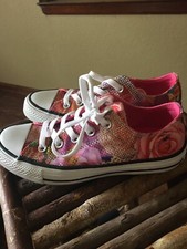 Converse Chuck Taylor Sz 5.5 All Star Low Ox Shoes Roses Flower Pink 553298