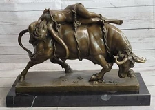 Art Deco Abduction Europa Bronze Statue Nude Bull Toro Hot Cast by Debut Statue